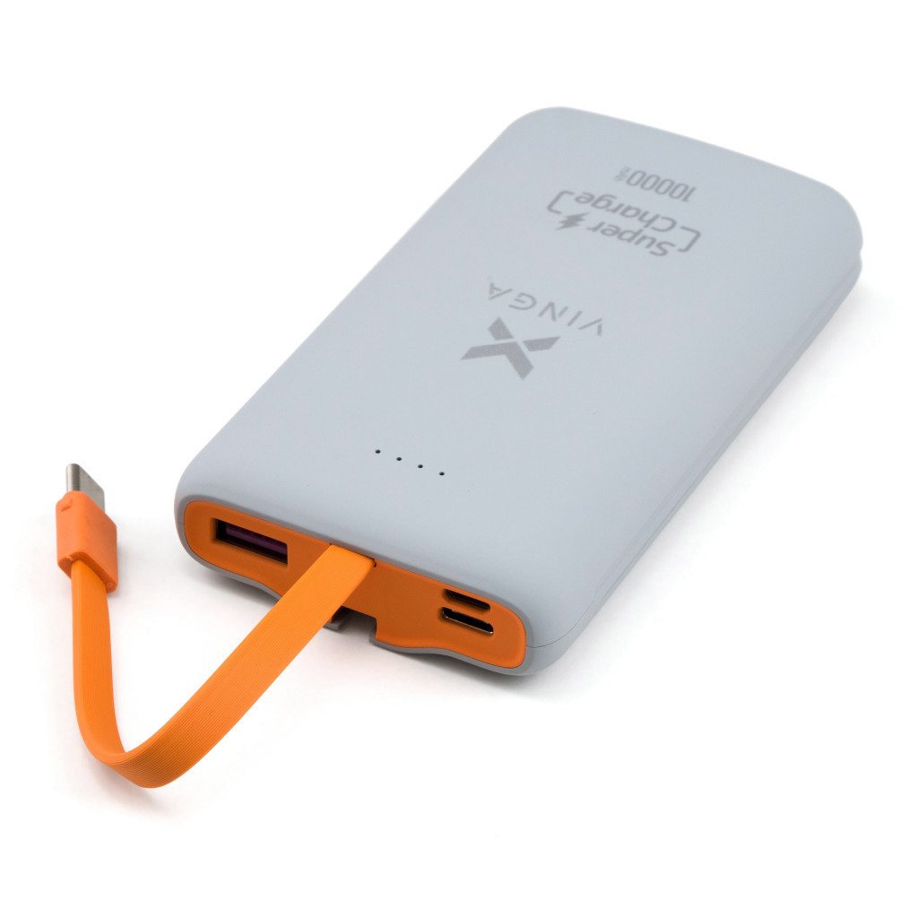Батарея універсальна Vinga 10000 mAh SuperQC soft touch w/cable 22.5W dark grey (VPB1SQSCDG) - зображення 8