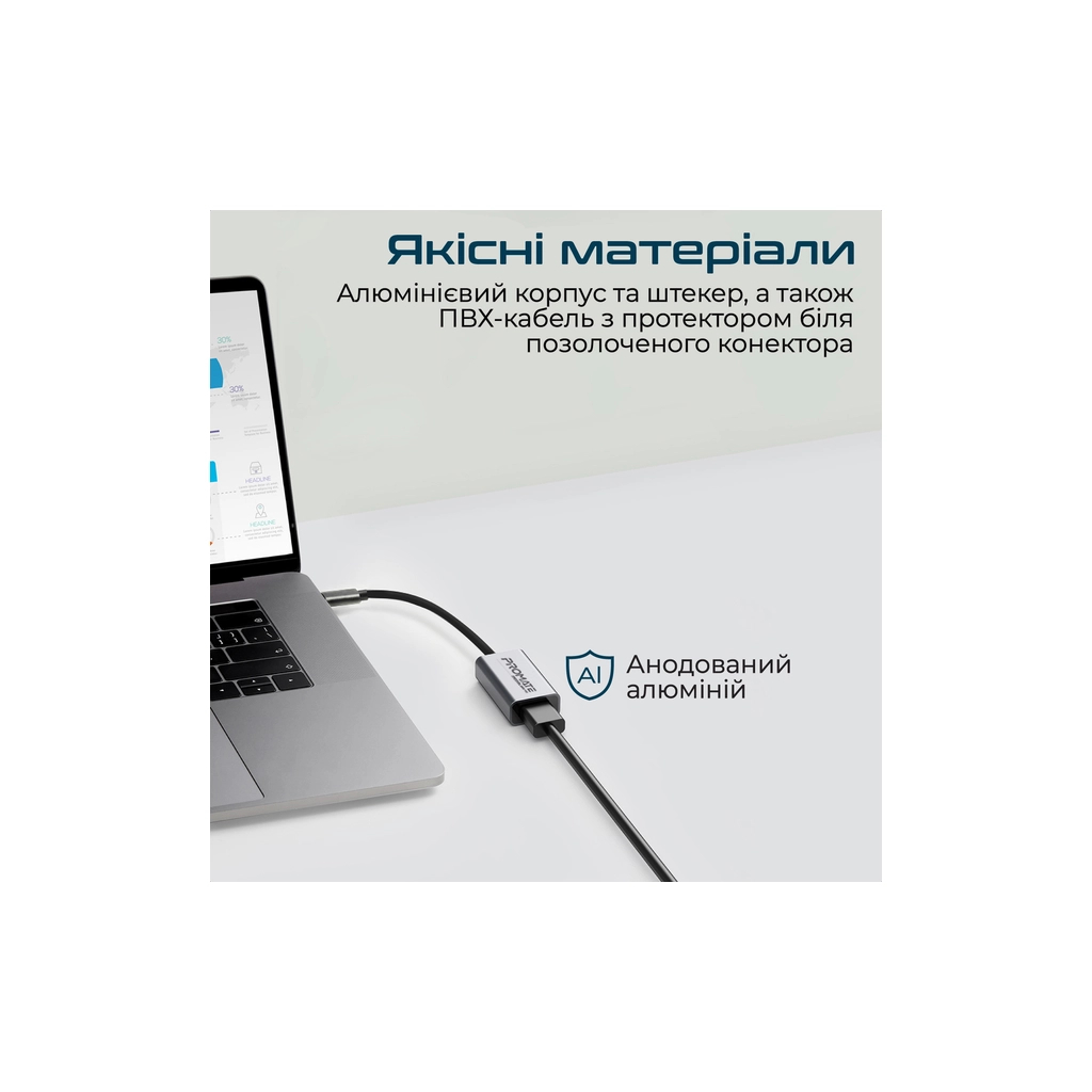 Перехідник USB-C to HDMI 4K30Hz grey Promate (medialink-h1.grey) - зображення 4
