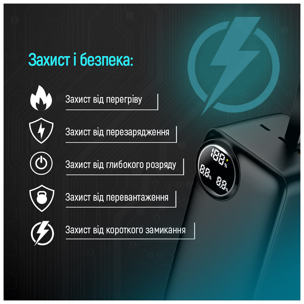 Батарея універсальна ColorWay 50 000 mAh PD/22.5W, QC/3.0, black (CW-PB500LPA4BK-PDD) - зображення 12