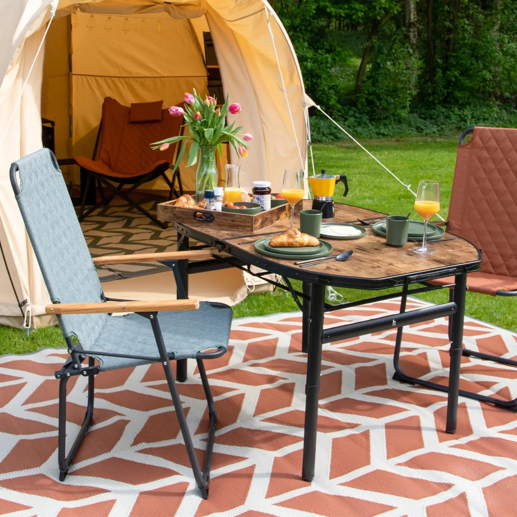 Туристичний стіл Bo-Camp Woodbine Oval 100x70 cm Black/Wood look (1404185) - зображення 10