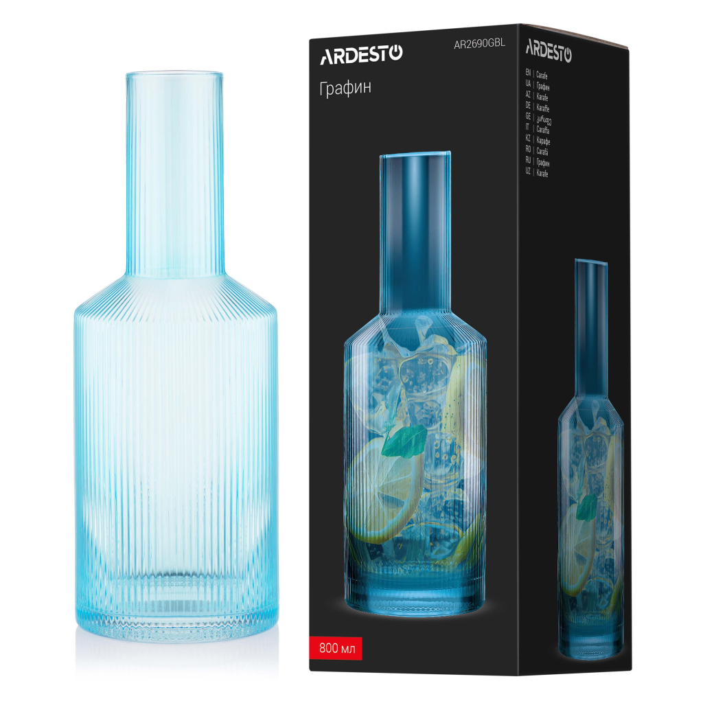 Карафа Ardesto 800мл, боросилікатне скло, блакитний (AR2690GBL) - зображення 6