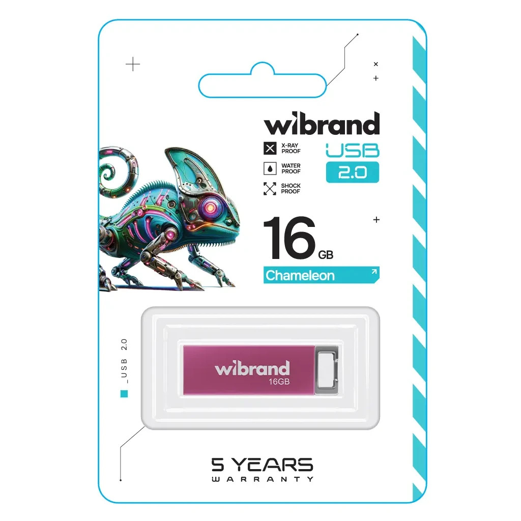 USB флеш накопичувач Wibrand 16GB Chameleon Pink USB 2.0 (WI2.0/CH16U6P) - зображення 2