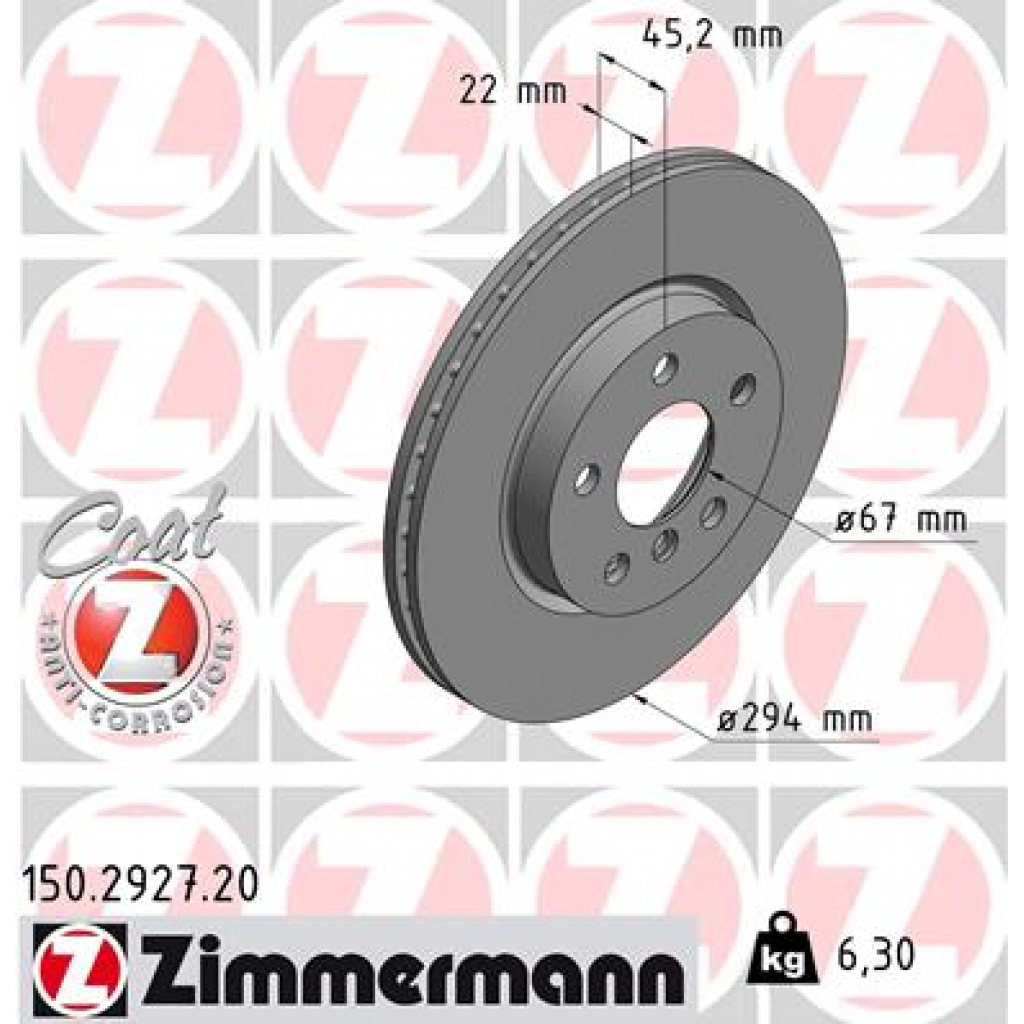 Гальмівний диск ZIMMERMANN 150.2927.20 - зображення 1