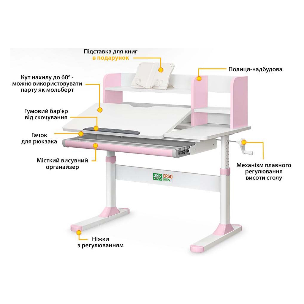 Парта ErgoKids TH-330 Pink (TH-330 W/PN) - зображення 4