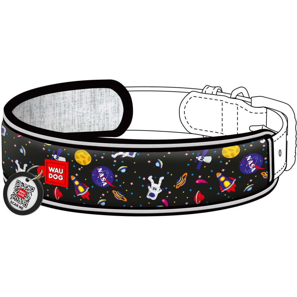 Ергономічні накладки на нашийник WAUDOG Nylon з QR-паспортом NASA M-XL 20-25 мм (2401-0147) - зображення 1
