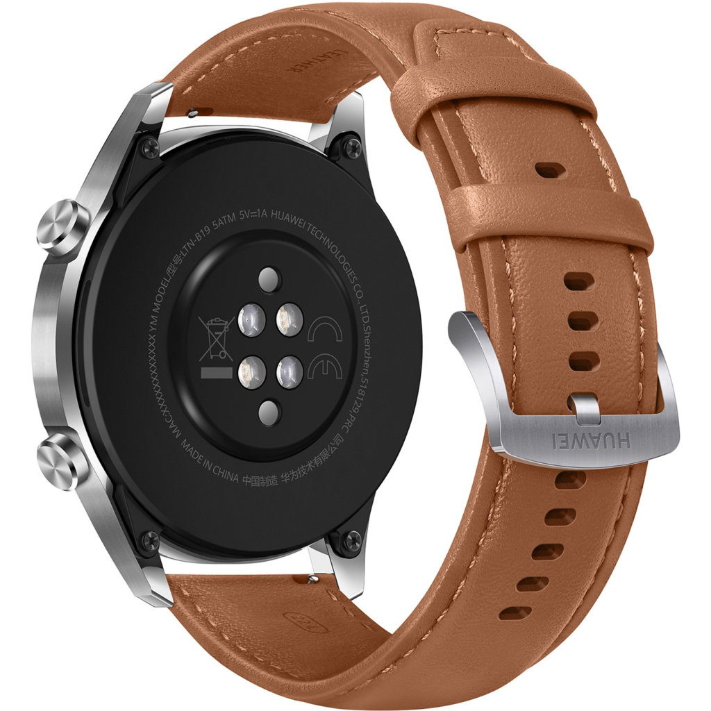 Смарт-годинник Huawei Watch GT 2 46mm Classic Silver BROWN шкіра (Latona-B19V) (55024470) - зображення 4