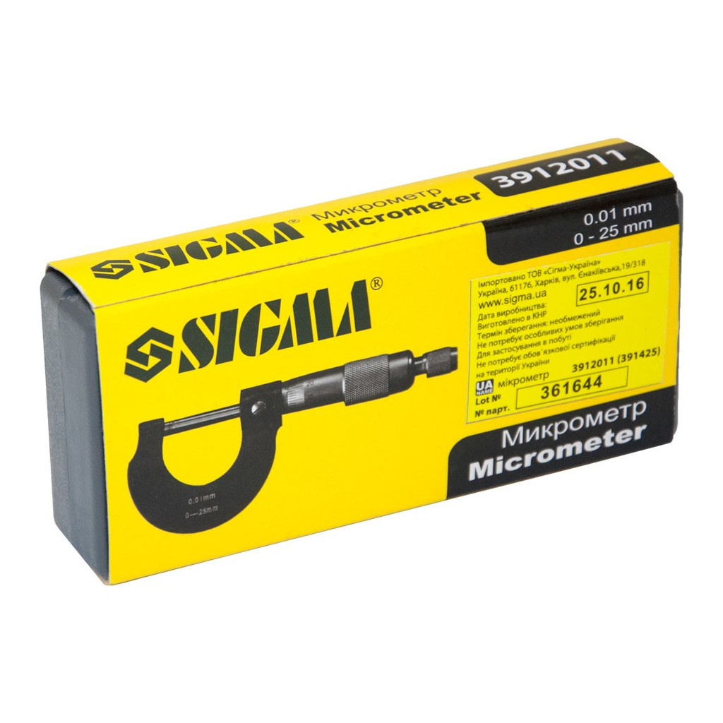 Мікрометр Sigma 0-25мм (3912011) - зображення 5