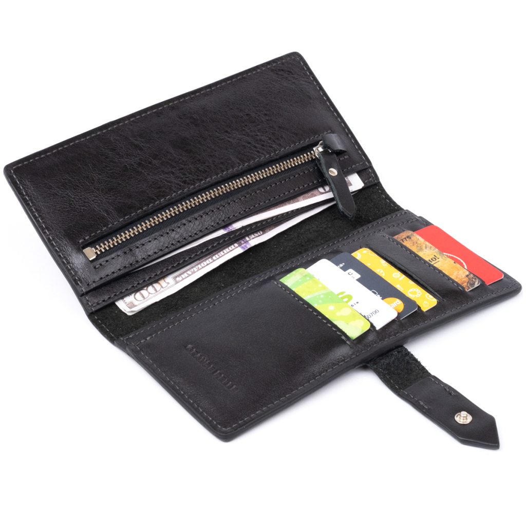 Гаманець Grande Pelle Anet на кнопці Чорний (11324) - зображення 7