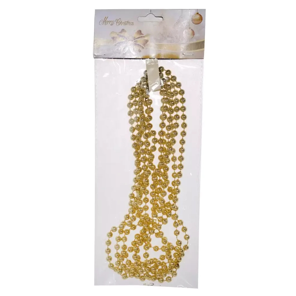 Намисто на ялинку Chomik 2.7м 6 мм, пластик, золотий (5901292658502_2) - зображення 1
