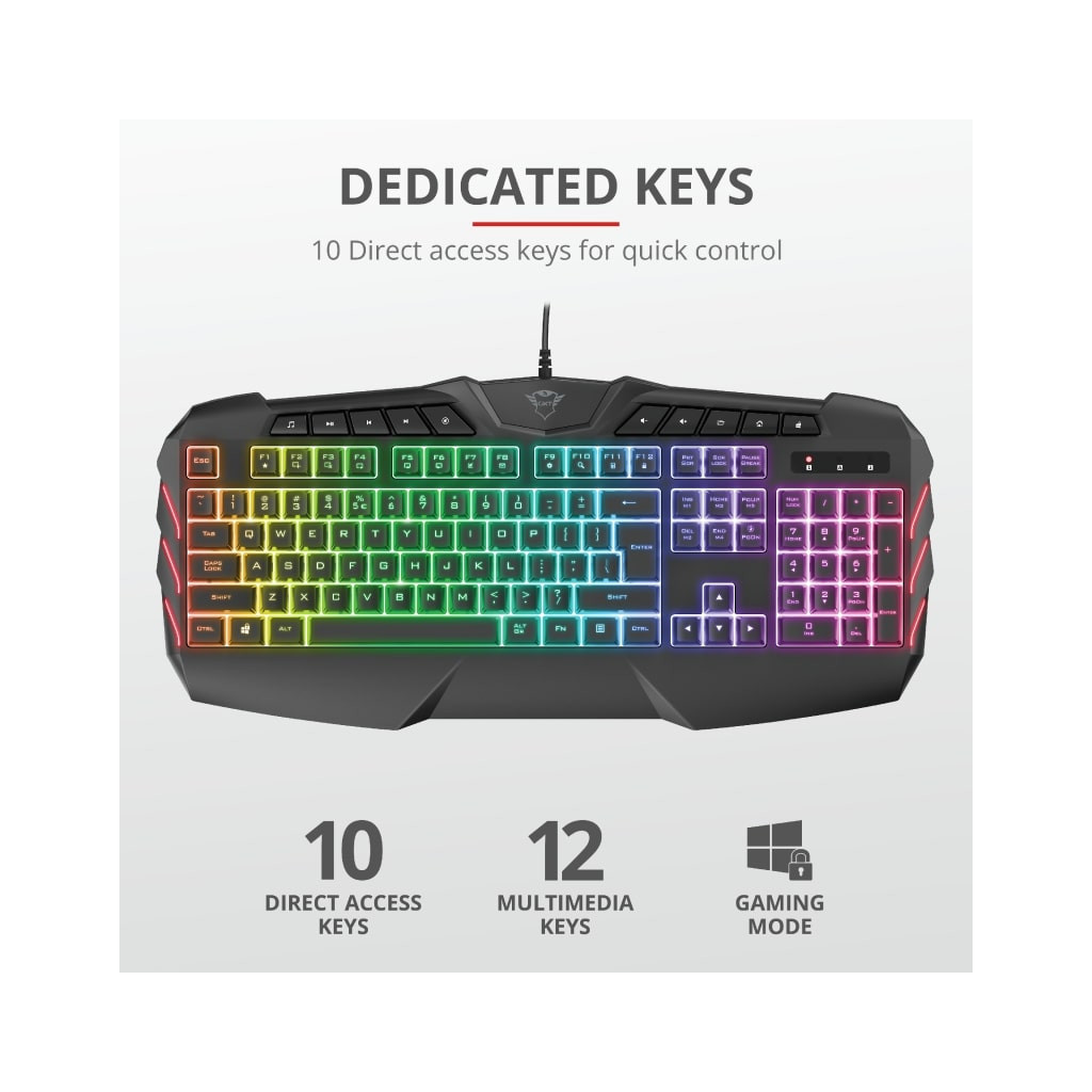 Клавіатура Trust GXT881 Odyss Semi-Mech USB Black (24303) - зображення 11