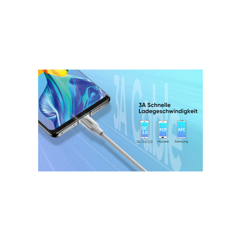 Дата кабель USB 2.0 AM to USB-C 0.5m 3A US288 white Ugreen (60130) - зображення 8