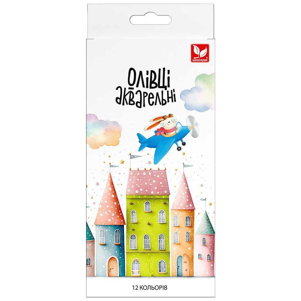 Олівці кольорові Школярик Акварельні Шестигранні з пензликом 12 шт (137SH-12) - зображення 1