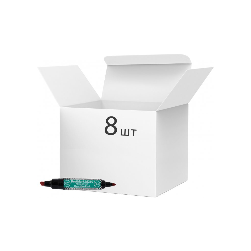 Маркер Stanger водостійкий, двосторонній, 1-4 мм и 1 мм, червоний 8 шт (MARKER-PER-STM260R-8) - зображення 1