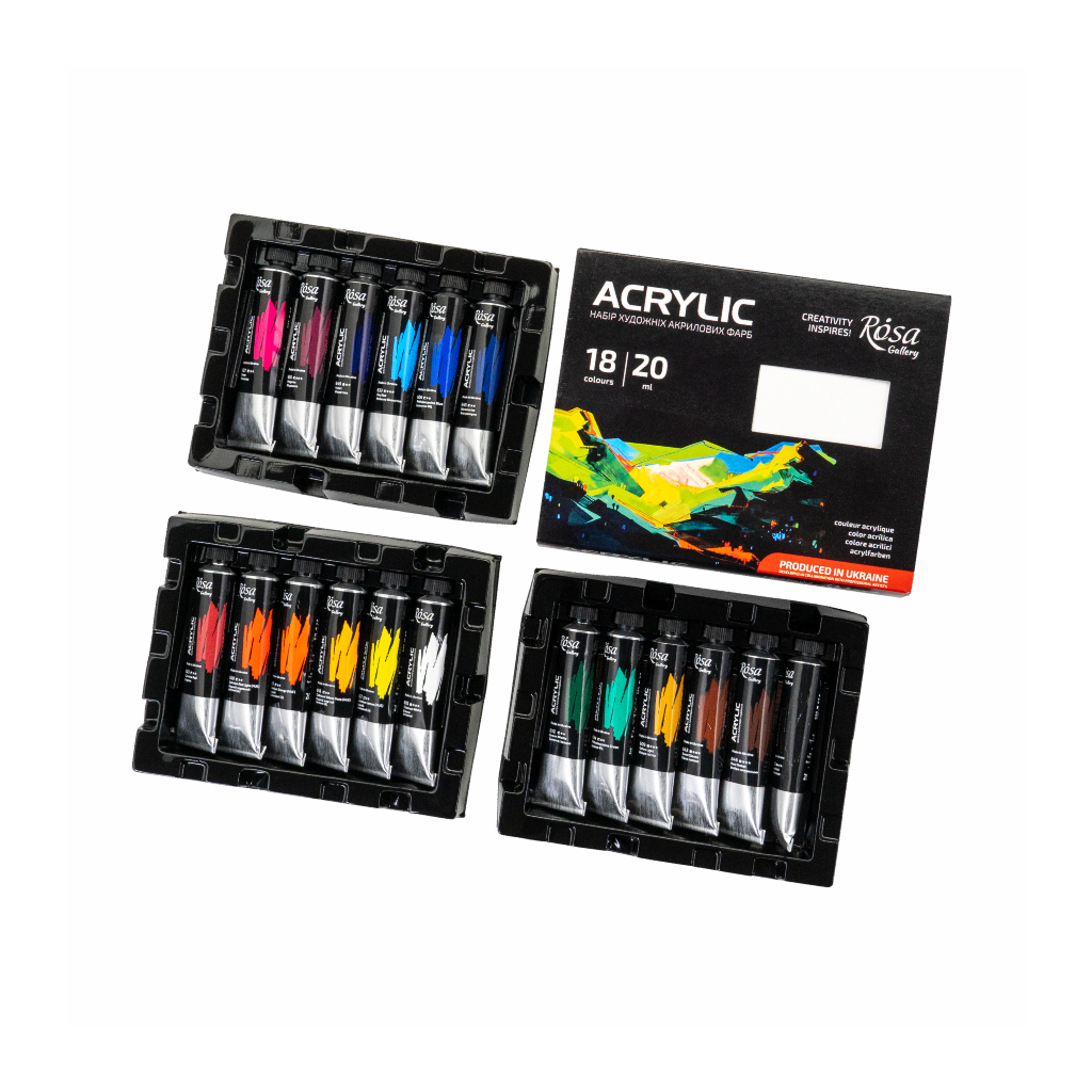Акрилові фарби Rosa Gallery 18 x 20 мл блістер (4823098538165) - зображення 3