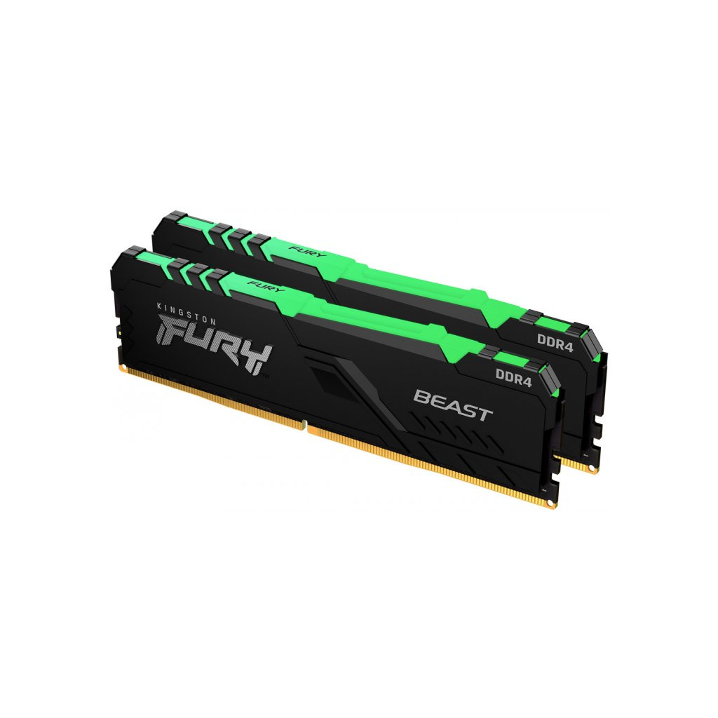 Модуль пам'яті для комп'ютера DDR4 32GB (2x16GB) 3000 MHz FURY Beast RGB Kingston Fury (ex.HyperX) (KF430C16BBAK2/32) - зображення 1