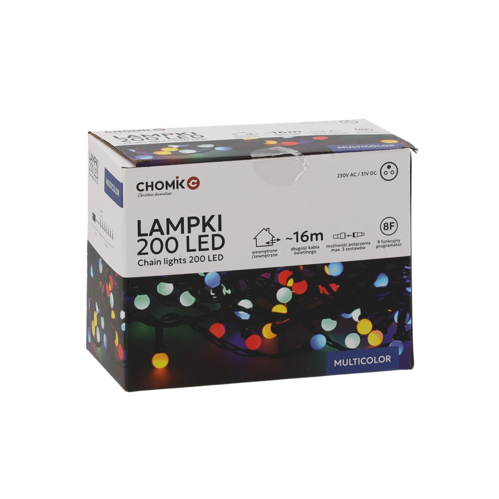 Гірлянда Chomik Кульки-змійка 200 LED 16 м, мультиколор, IP44, від мережі (5900779880160) - зображення 1