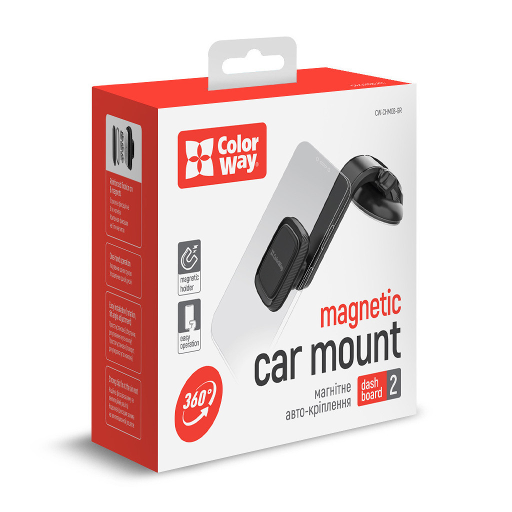 Універсальний автотримач ColorWay Dashboard-2 (360 rotation) magnetic Gray (CW-CHM08-GR) - зображення 5