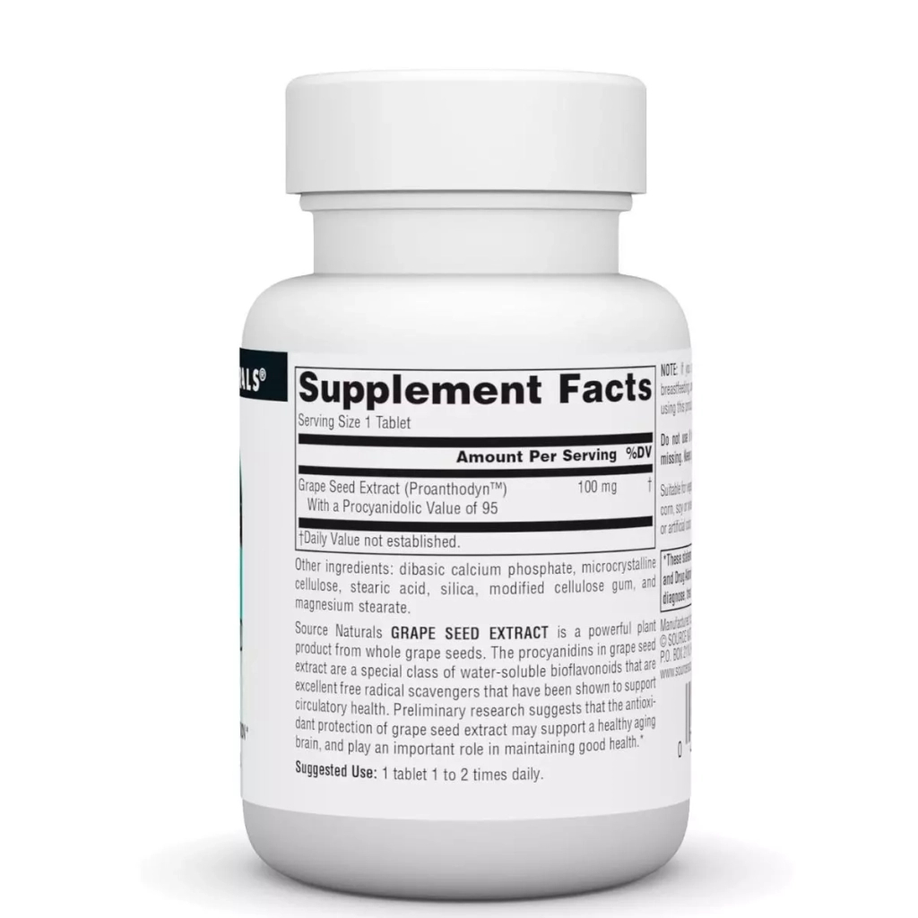 Вітамінно-мінеральний комплекс Source Naturals Екстракт виноградних кісточок, 100 мг, Grape Seed Extract, Proanthodyn (SN0990) - зображення 2