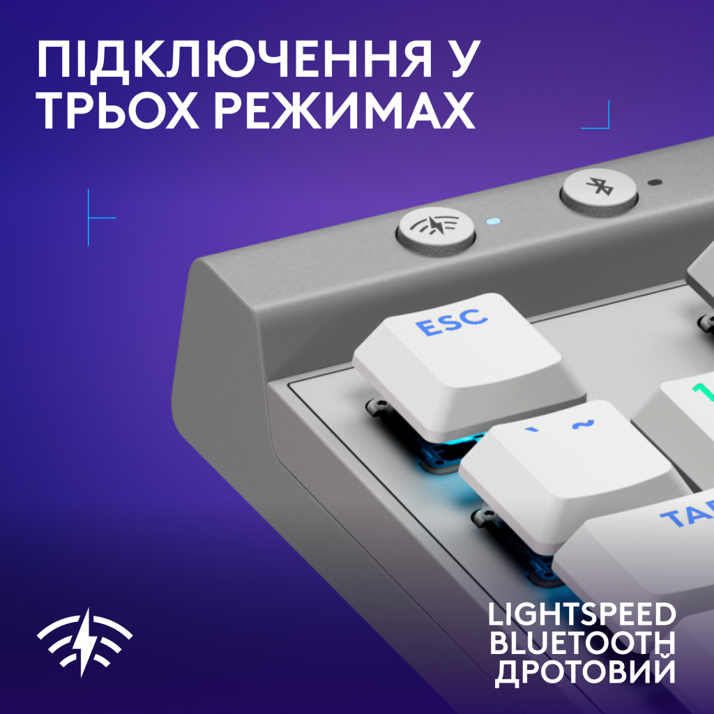 Клавіатура Logitech G515 TKL Lightspeed Tactile Bluetooth UA White (920-012539) - зображення 5