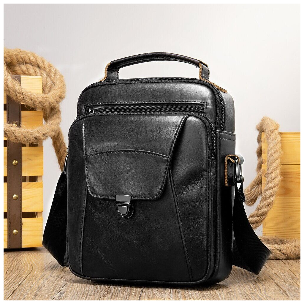 Сумка Vintage Зі щільної шкіри Чорна (14995) - зображення 3