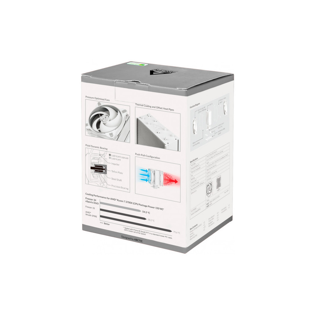 Кулер до процесора Arctic Freezer 34 eSports DUO Grey/White (ACFRE00074A) - изображение 9