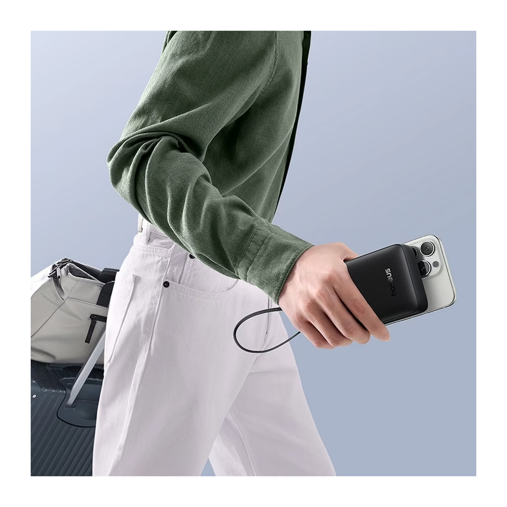 Батарея універсальна Baseus Bipow 2 Digital Display 10000mAh 20W with Built-in USB-C Cable Black (P10077101113-00) - зображення 8