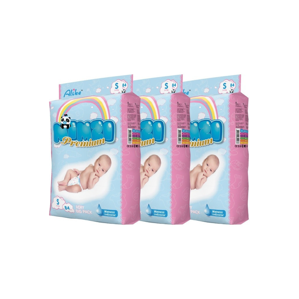 Підгузки Mimzi Premium S 3-6 кг 84 шт. 1 + 1 3 пачки (MDS3) (4820209800166) - зображення 1