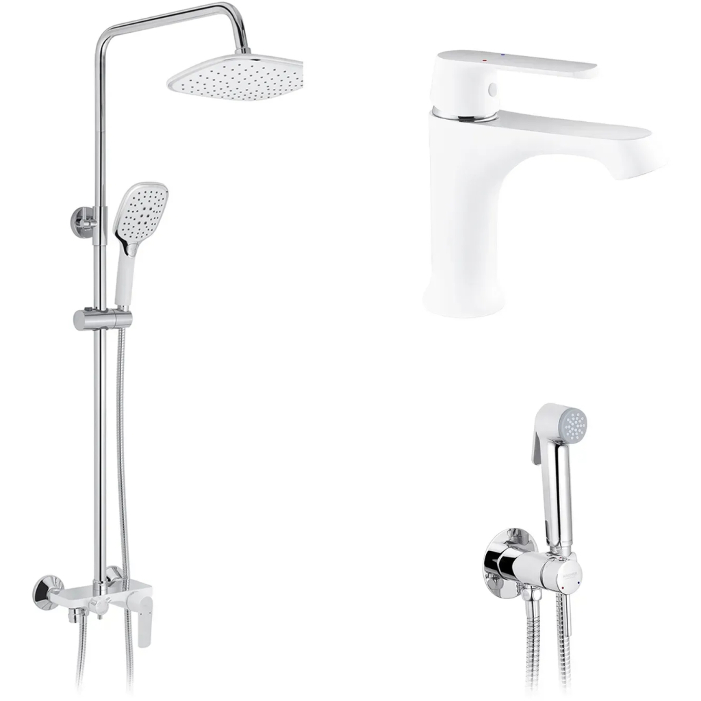 Душовий гарнітур Kroner Armada-W063 + змішувач Armada-W010 + змішувач Bidet-C082 (CVS30213) - зображення 1