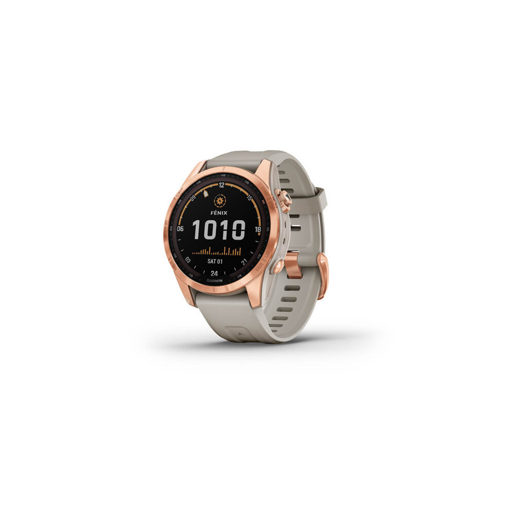 Смарт-годинник Garmin fenix 7S Sol, Rose Gold w/ Light Sand Band, GPS (010-02539-11) - изображение 1