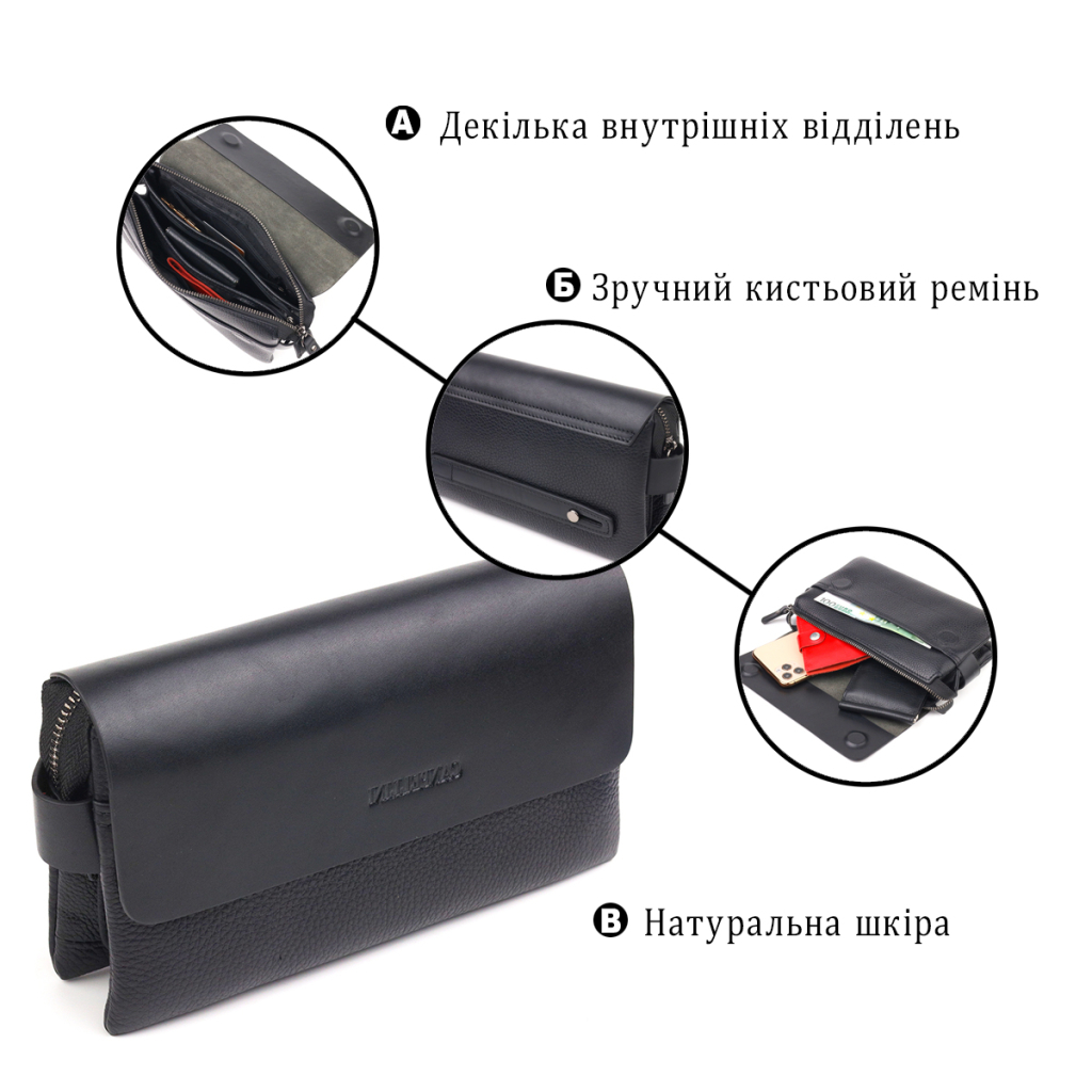 Сумка Canpellini З натуральної шкіри Чорна (21564) - зображення 4