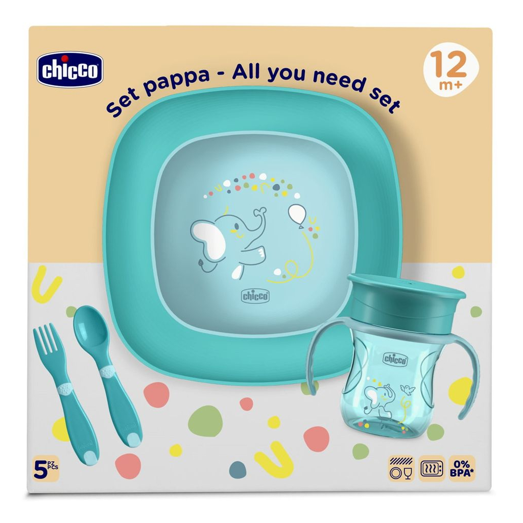 Набір дитячого посуду Chicco Set Pappa 12 м+ Блакитний (16201.25) - зображення 8