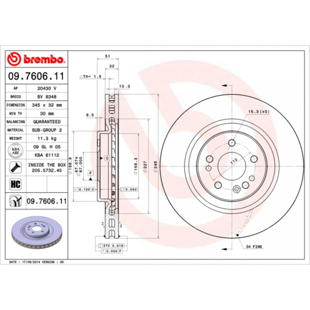 Гальмівний диск Brembo 09.7606.11 - зображення 1