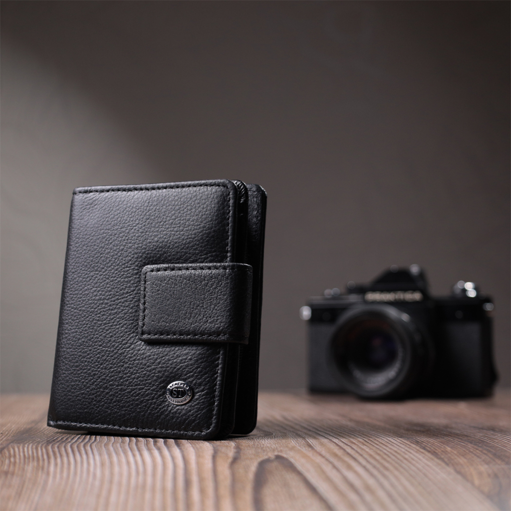 Гаманець ST Leather З монетницею та блоком для пропусків з натуральної шкіри Чорний (22713) - изображение 11
