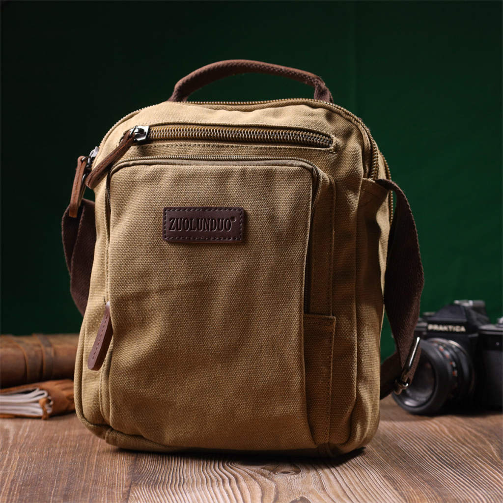 Сумка Vintage Вертикальна з текстилю Пісочна (22239) - зображення 9