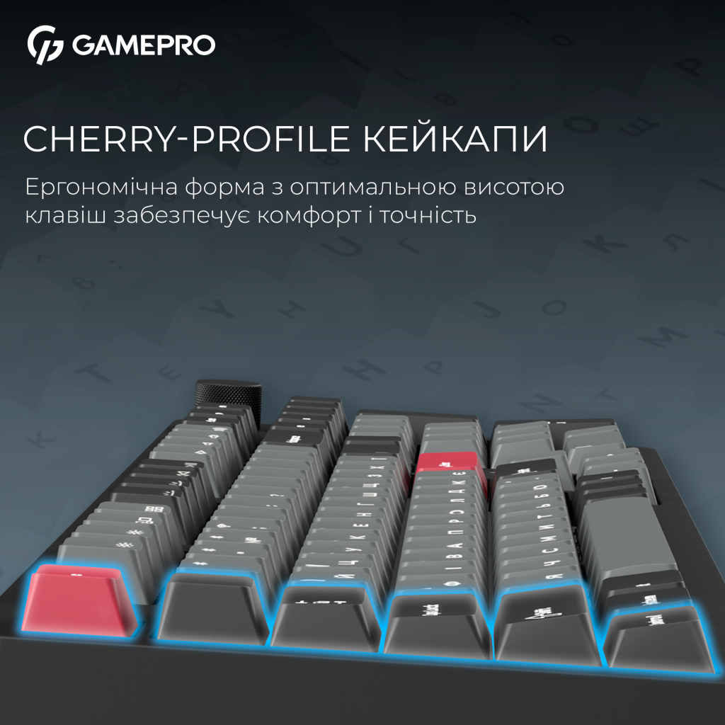 Клавіатура GamePro Asgard Drakkar Keychron Super Red Switch Wireless/Bluetooth/USB UA Black (MK305BK) - изображение 14
