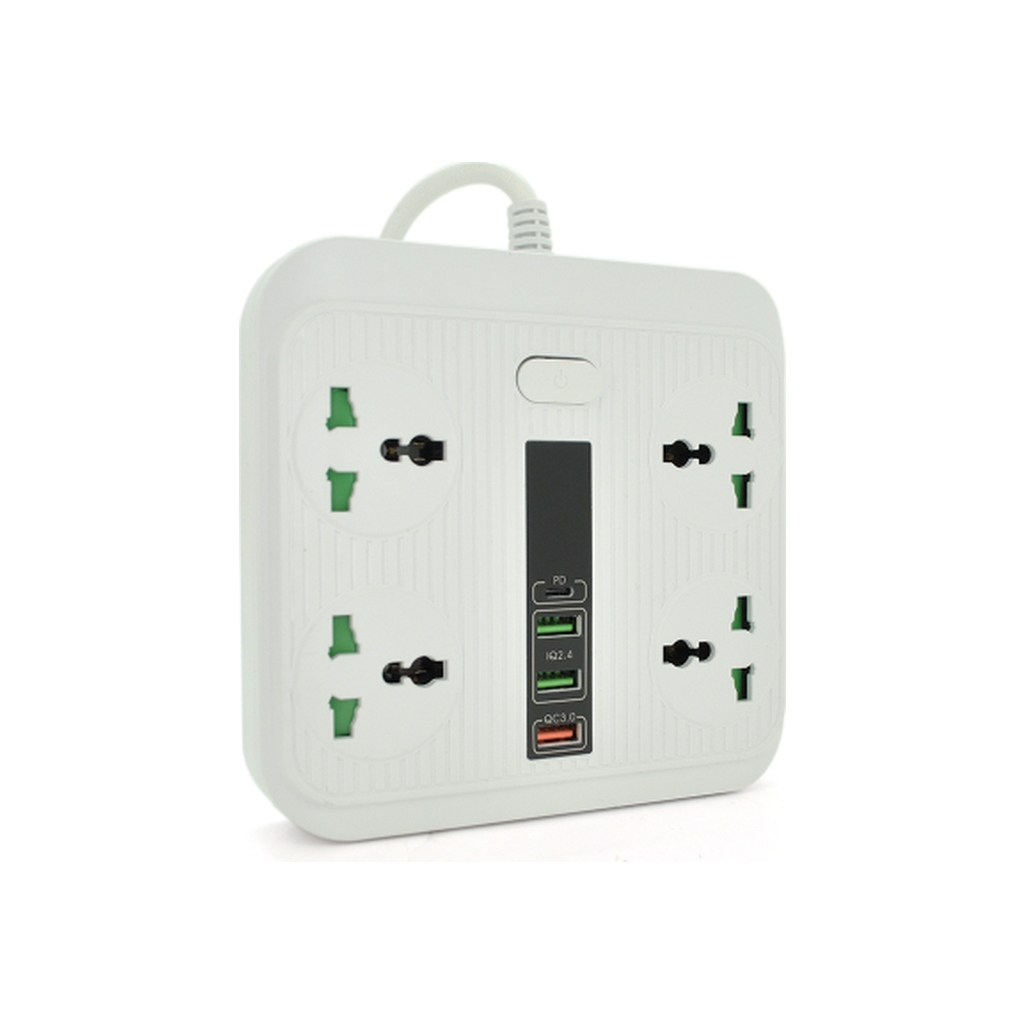 Мережевий фільтр живлення Voltronic TВ-Т18, 4роз, 2*USB+PD White (OS-Т18-White) - зображення 1
