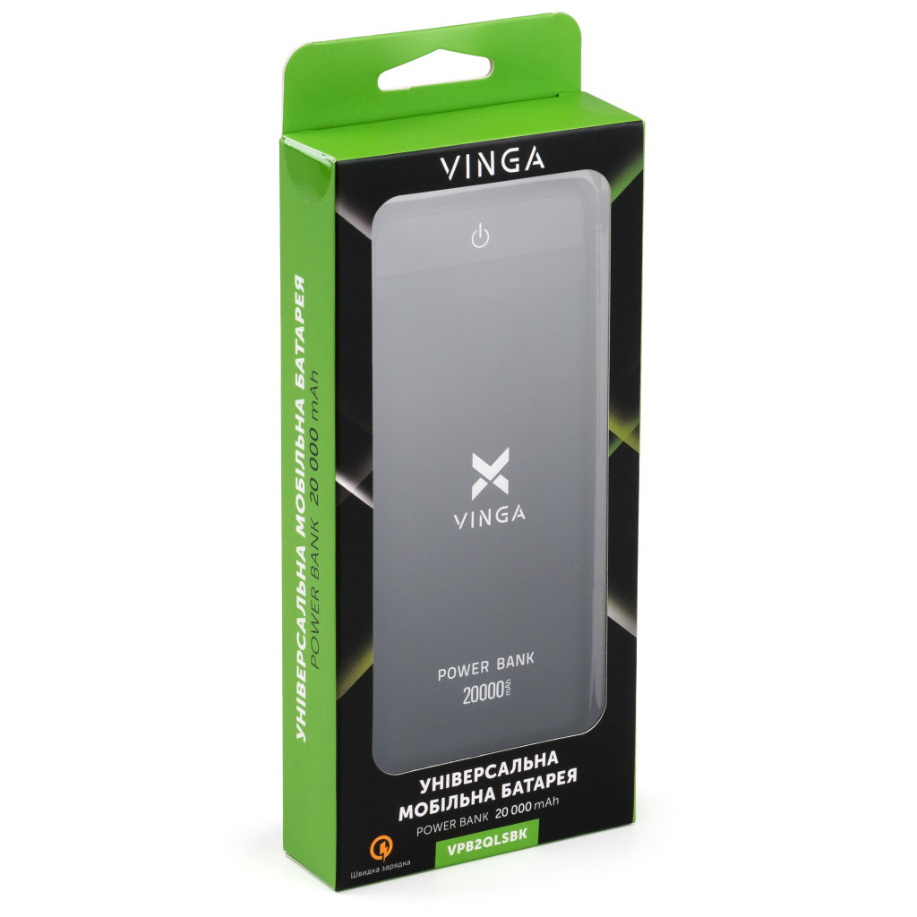 Батарея універсальна Vinga 20000 mAh QC3.0 Display soft touch black (VPB2QLSBK) - зображення 10