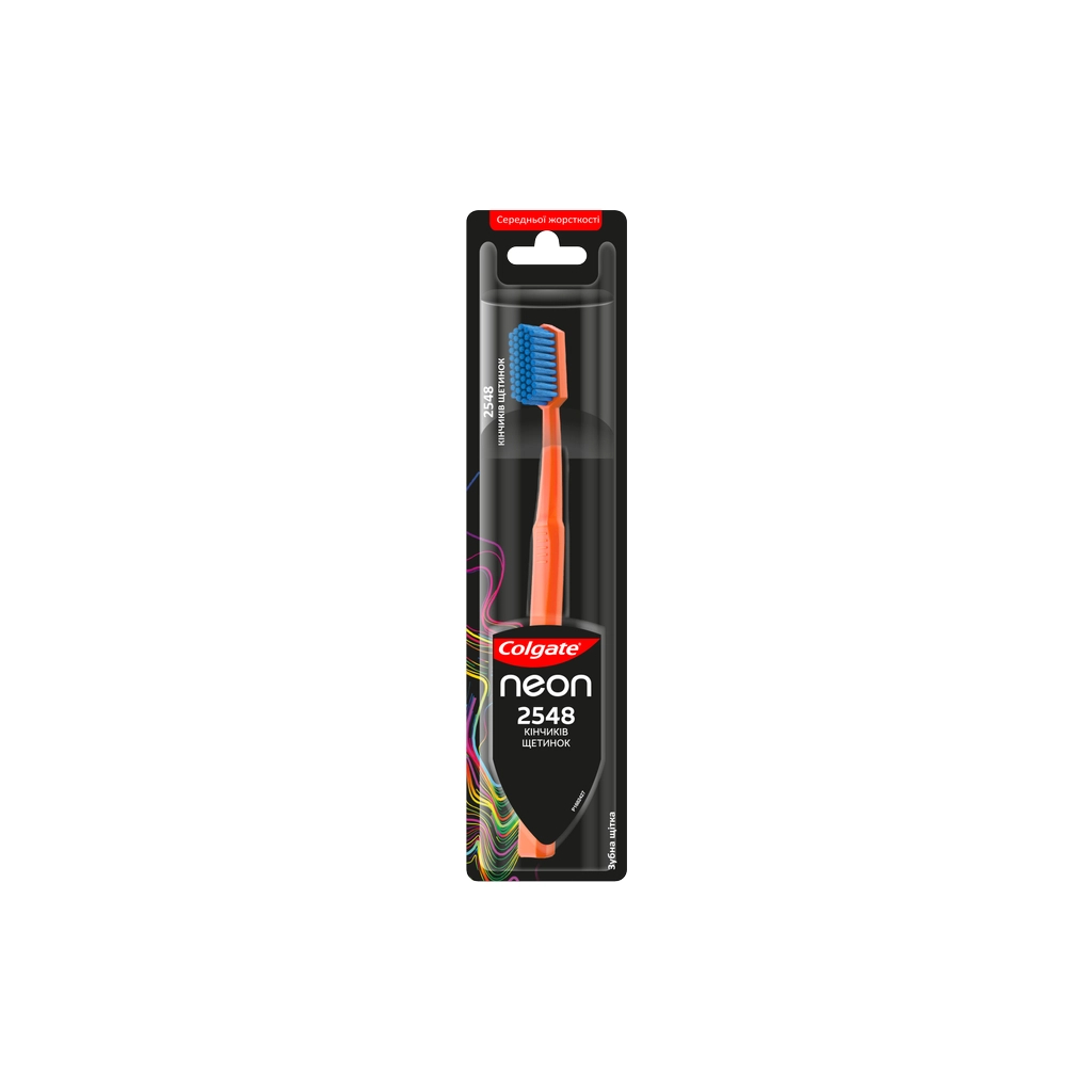 Зубна щітка Colgate Neon 2548 кінчиків щетинок середньої жорсткості Помаранчева (2172000000022) - зображення 1