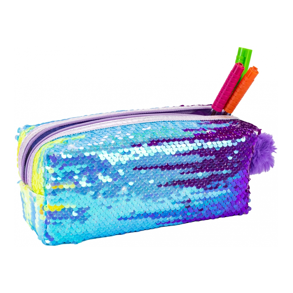 Пенал Cool For School з паєтками та помпоном 1 відділення блакитний (CF87052) - зображення 2