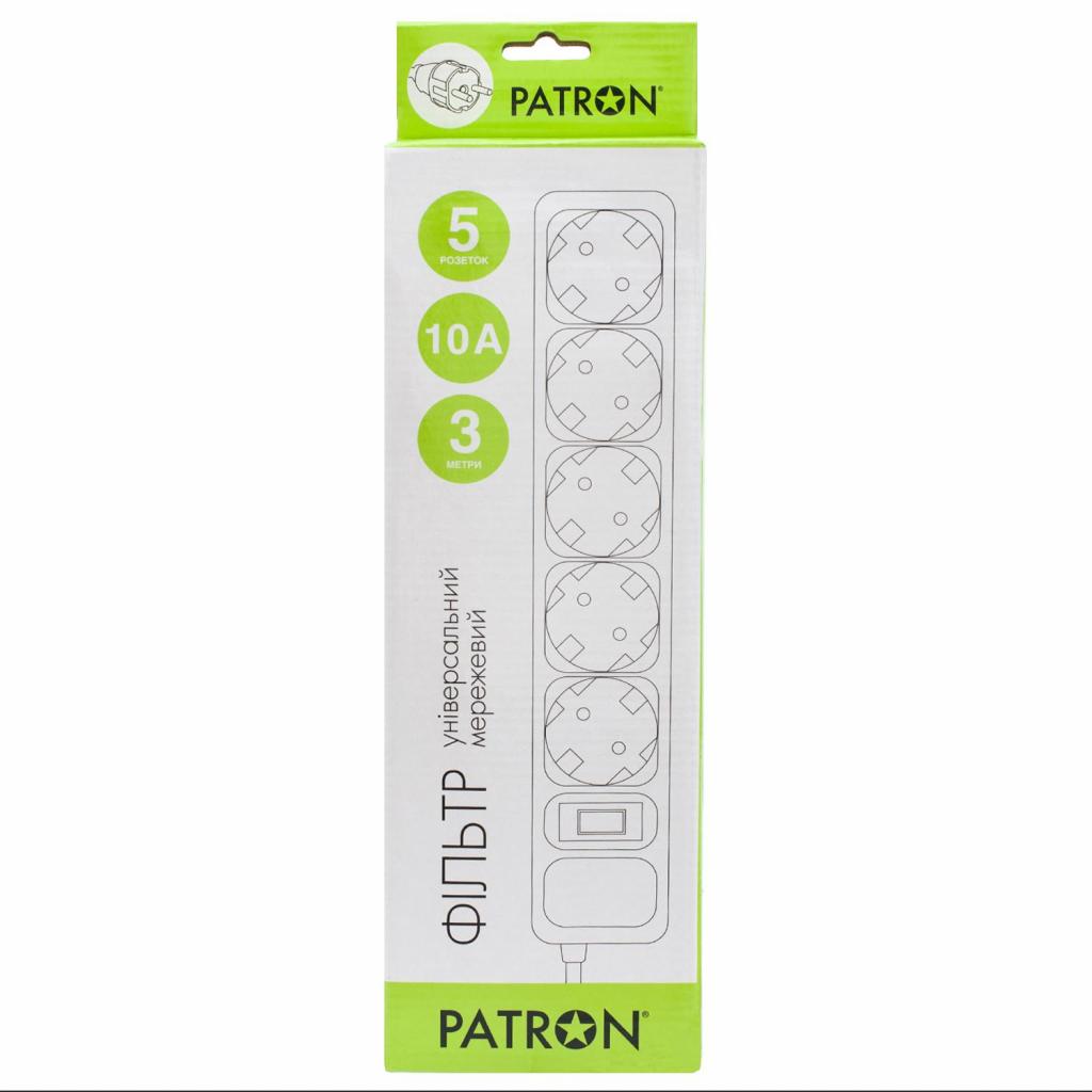 Мережевий фільтр живлення Patron 3.0 m3*1mm2 (SP-1053) 5 розеток BLACK (EXT-PN-SP-1053) - зображення 2