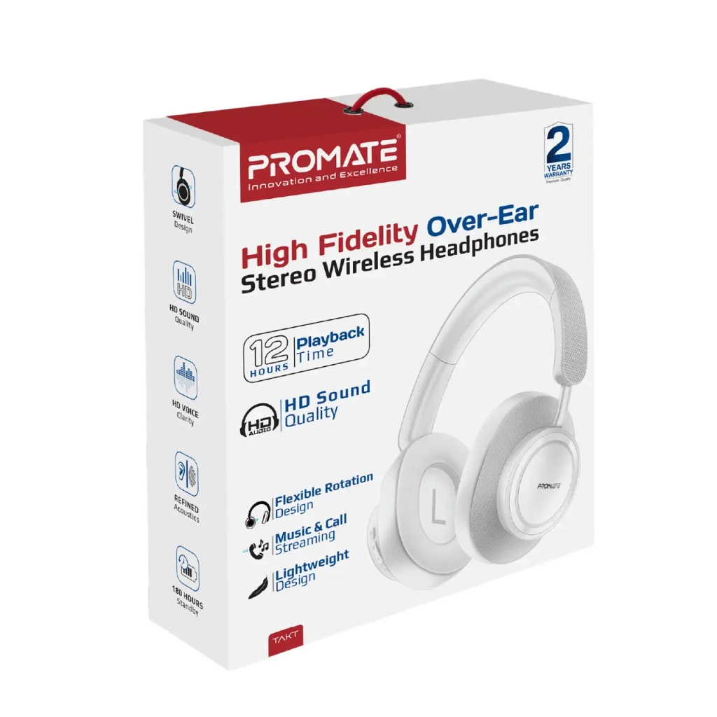 Навушники Promate Takt White (takt.white) - зображення 2