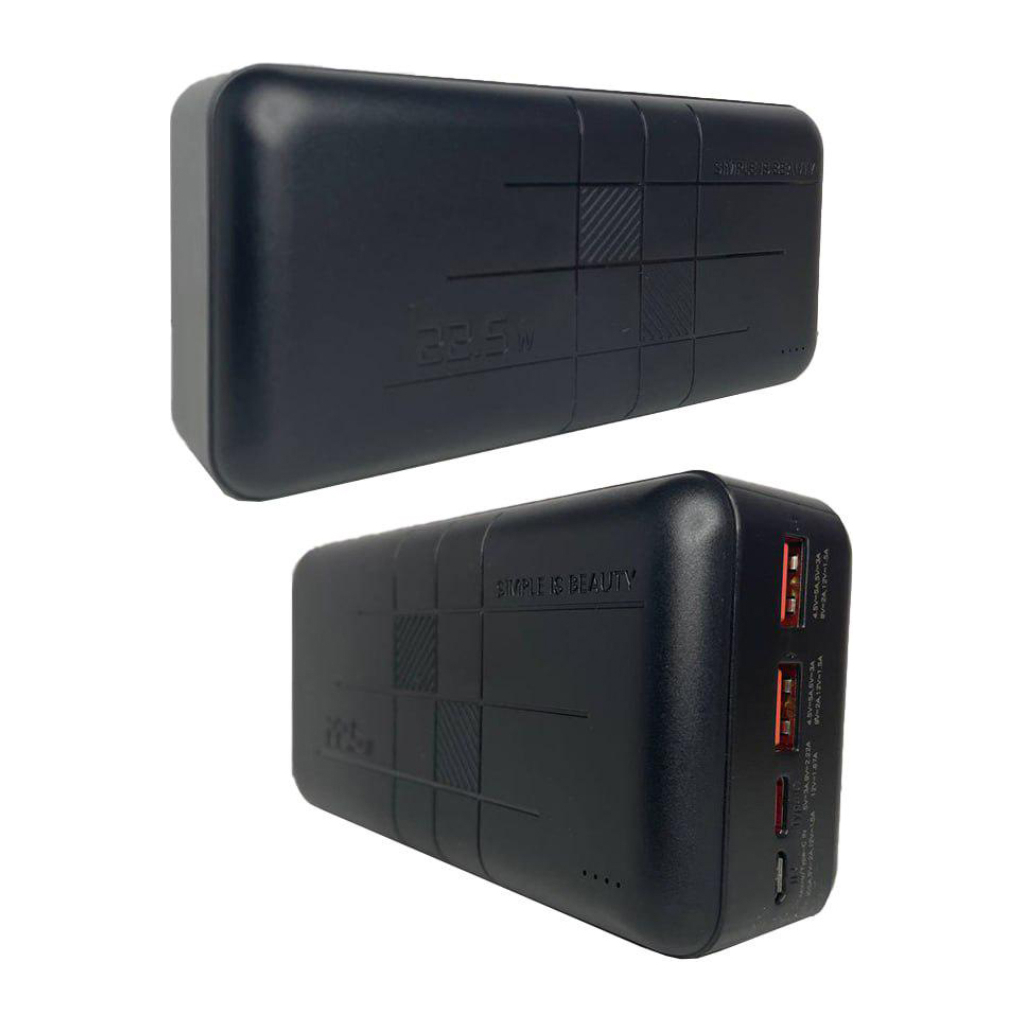 Батарея універсальна XO 30000mAh, PD/20W, QC3.0/22.5W, Input(Type-C,MicroUSB), Output(2*USB,Type-C), Black (XO-PR189B / 29189) - зображення 2