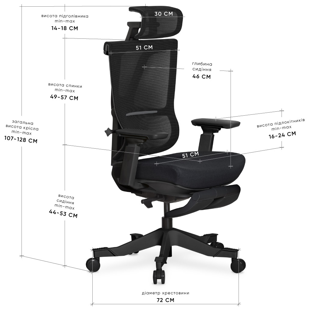 Офісне крісло Mealux S6 Air Fabric Black (HF-S6 F/B) - зображення 10