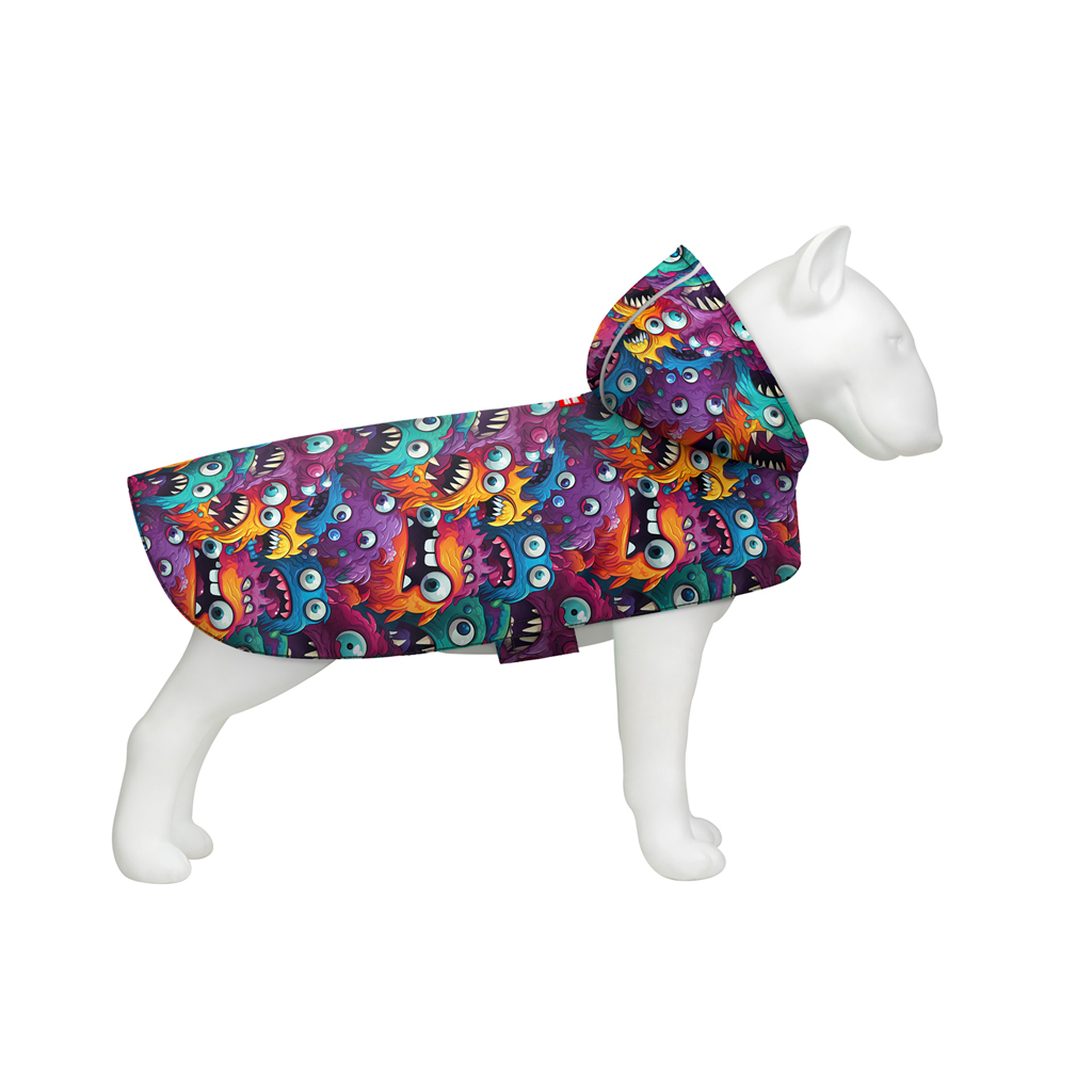 Дощовик для тварин WAUDOG Clothes Накидка з капюшоном Зубасті монстри S (356-4048) - зображення 1