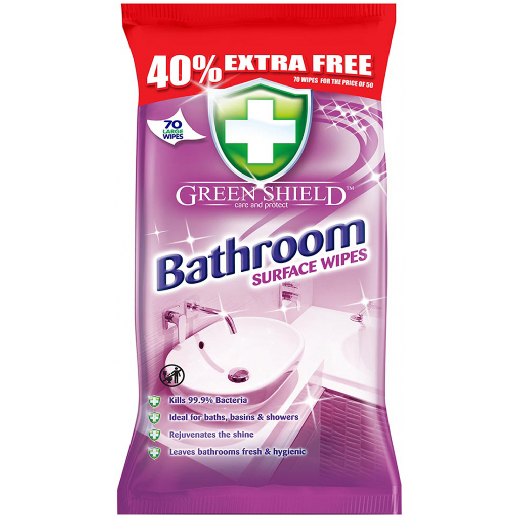 Серветки для прибирання Green Shield для ванної кімнати 70 шт. (5060110227150) - зображення 1