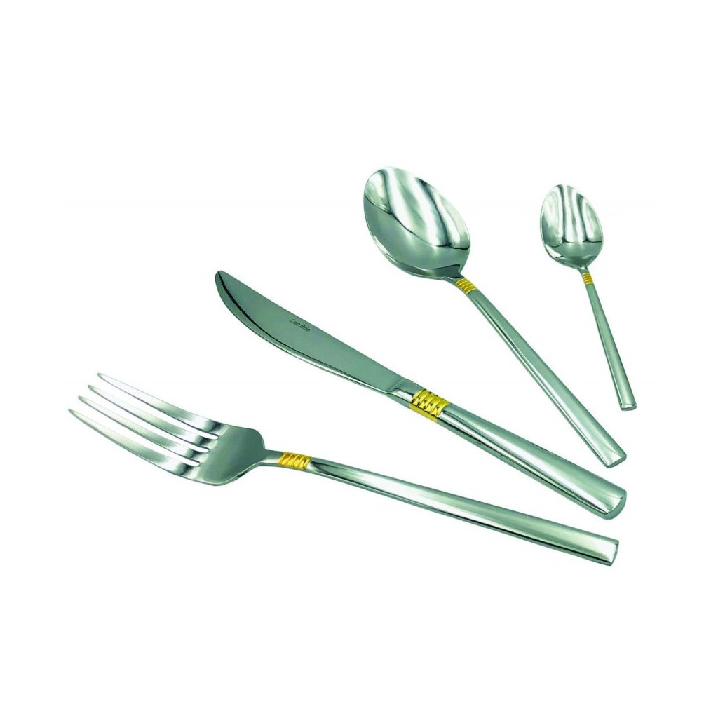 Набір столових приборів Con Brio Золотавий пасок 24 предмета (CB-3912) - зображення 1