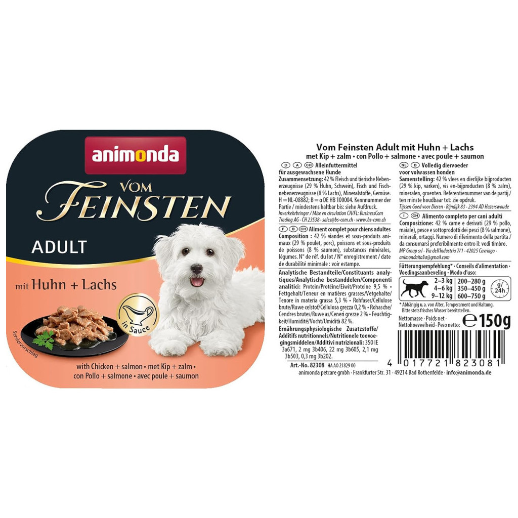 Консерви для собак Animonda Vom Feinsten delicious sauce Adult with Chicken + salmon 150 г (4017721823340) - зображення 2