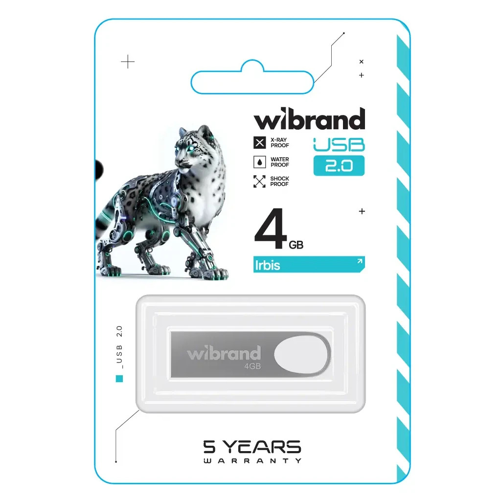USB флеш накопичувач Wibrand 4GB Irbis Silver USB 2.0 (WI2.0/IR4U3S) - зображення 2