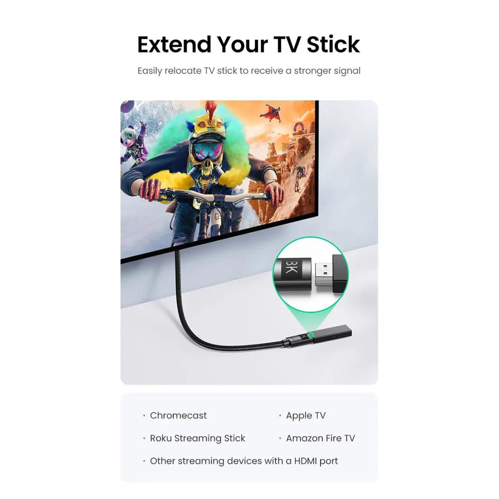 Кабель мультимедійний HDMI M to HDMI F 0.5m 8K HD151 black UGREEN (40400) - зображення 6