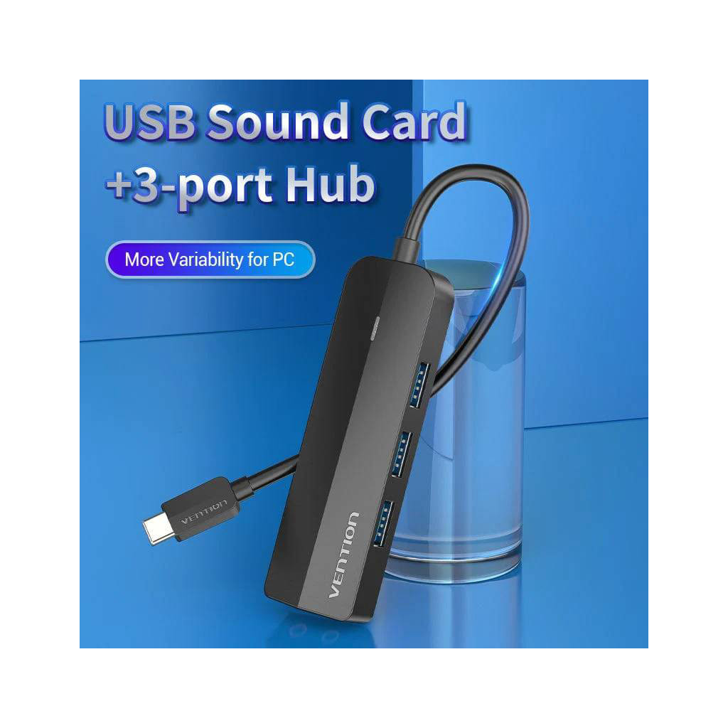 Концентратор Vention USB 3.1 Type-C to 3xUSB 3.0+MicroUSB+3.5mm Sound Adapter black (TGQBB) - зображення 2